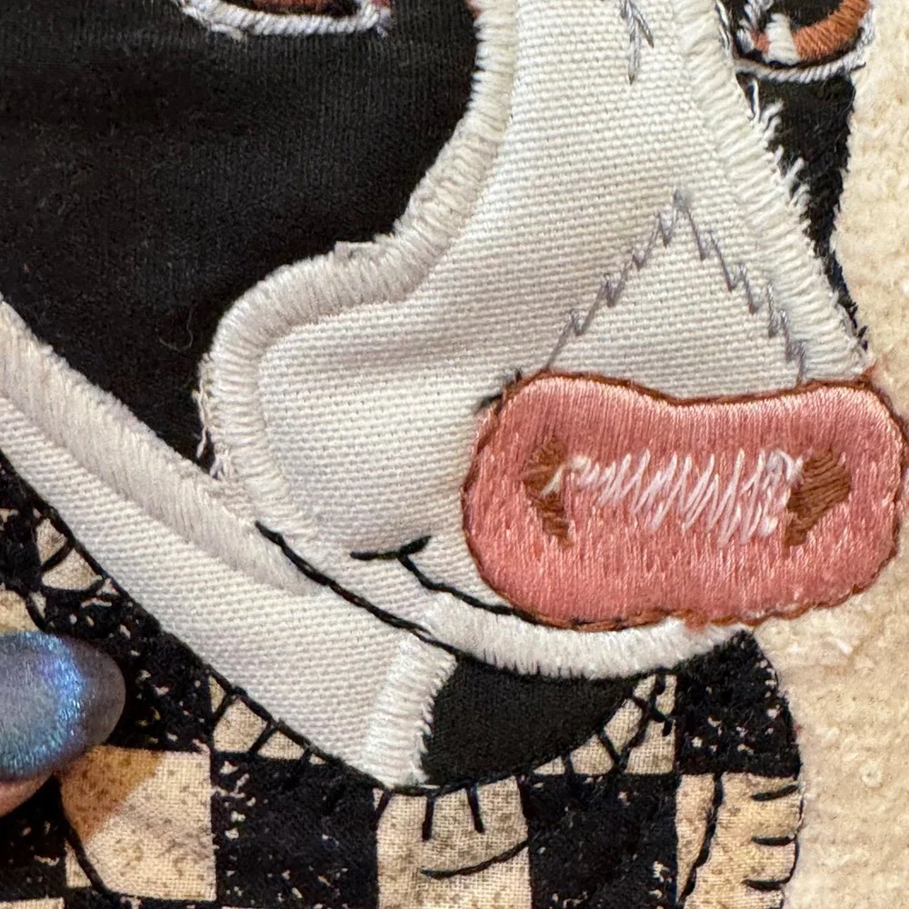 SEARS B&D Kitchenworks Cow Embroidered Kitchen Towels Set of 2 Cream Fringed New